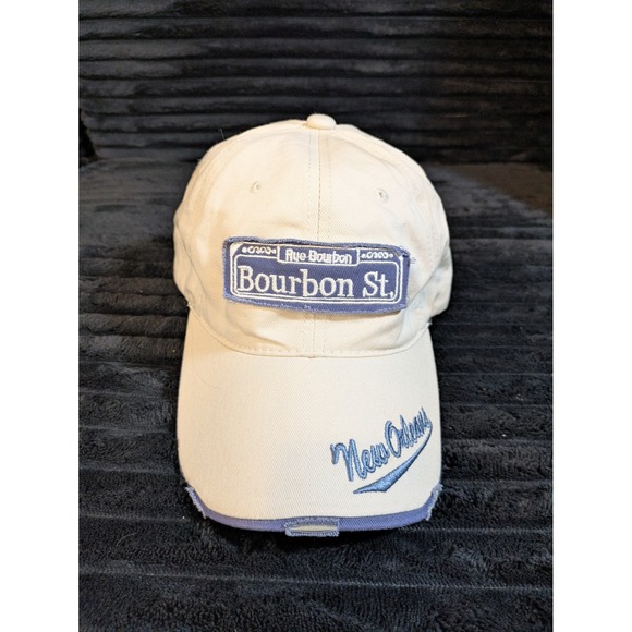 Sun Products Other - Sun Products New Orleans Bourbon St Hat Tan Blue Distressed Baseball Cap Adult